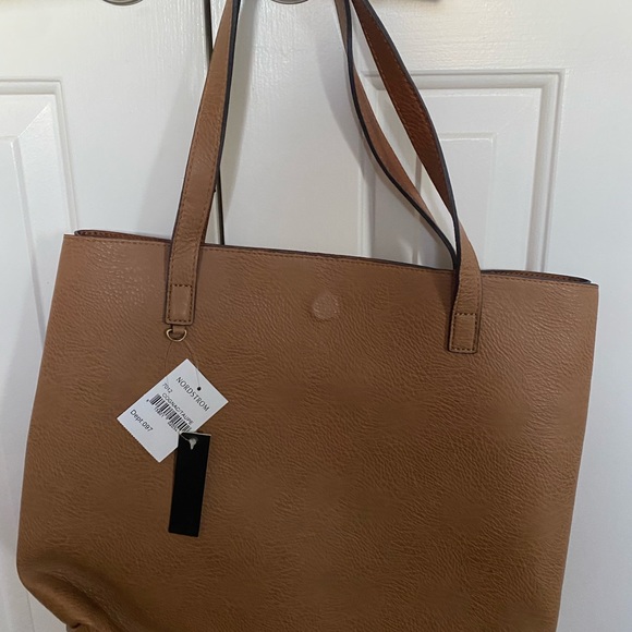NEVER USED. Tan/brown faux leather bag with pouch insert. - Picture 2 of 6